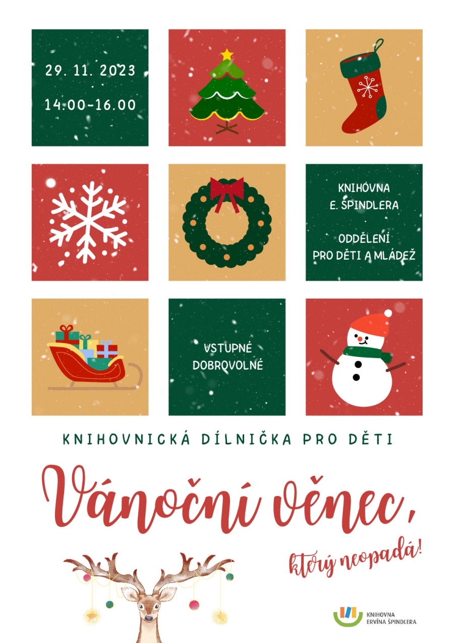 Plakát akce Vánoční věnec, který neopadá! - Knihovnická dílnička pro děti