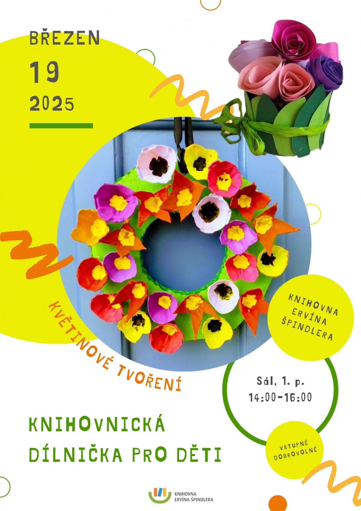Plakát akce Knihovnická dílnička - Květinové tvoření