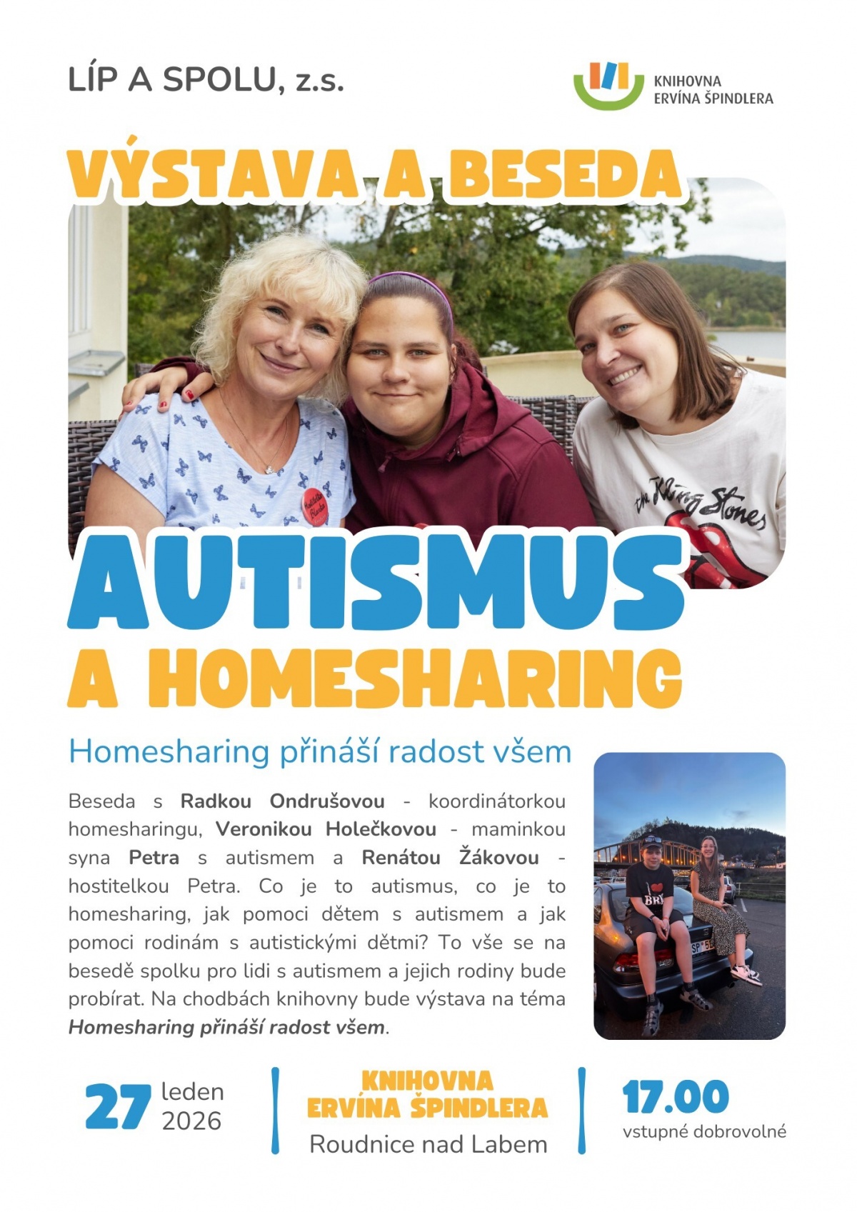 Plakát akce Beseda spolku LÍP A SPOLU zabývající se autismem